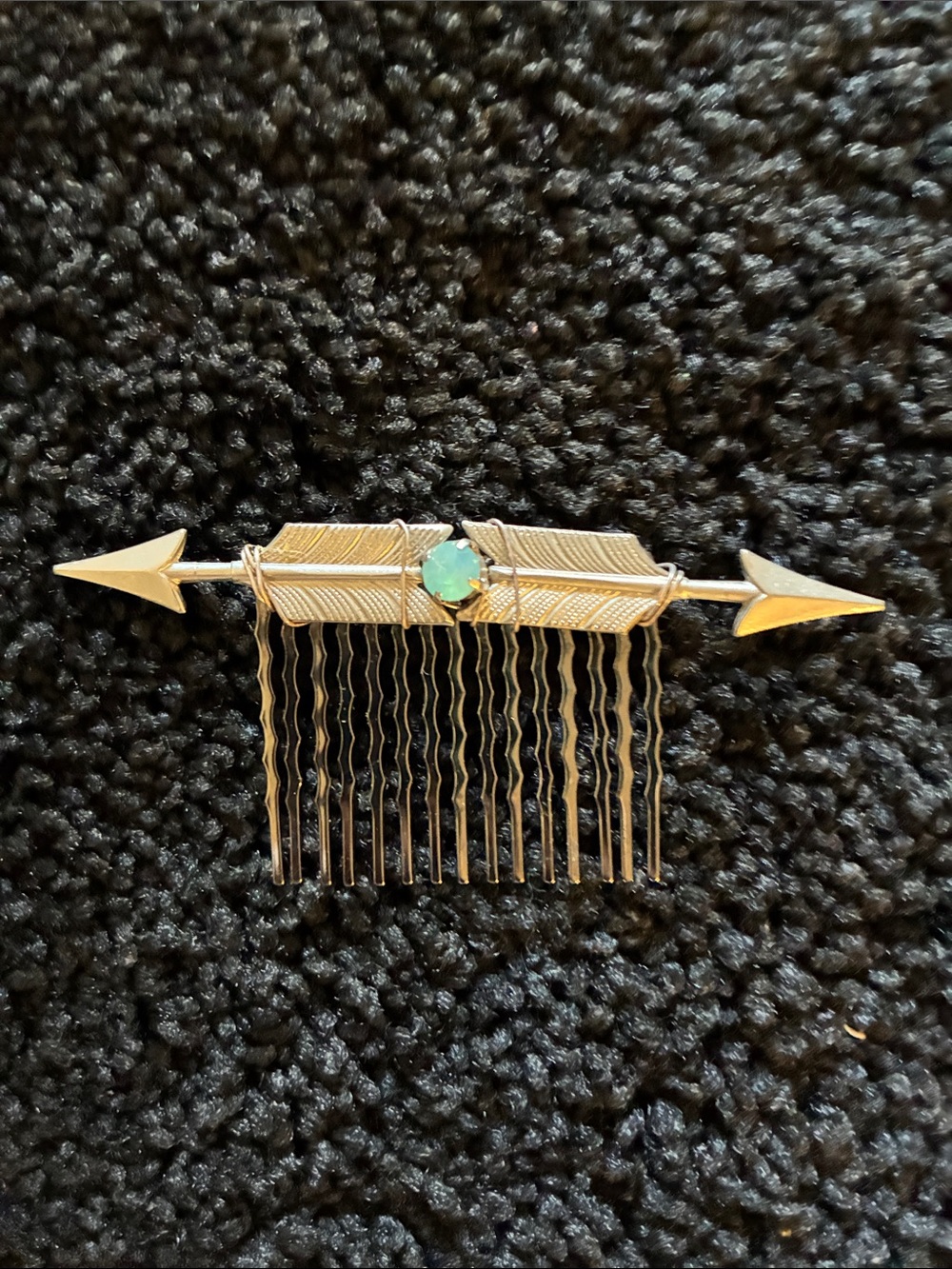 Hattie Hair Accessory Silver Arrow Hair Comb with Turquoise Swarovski Crystal